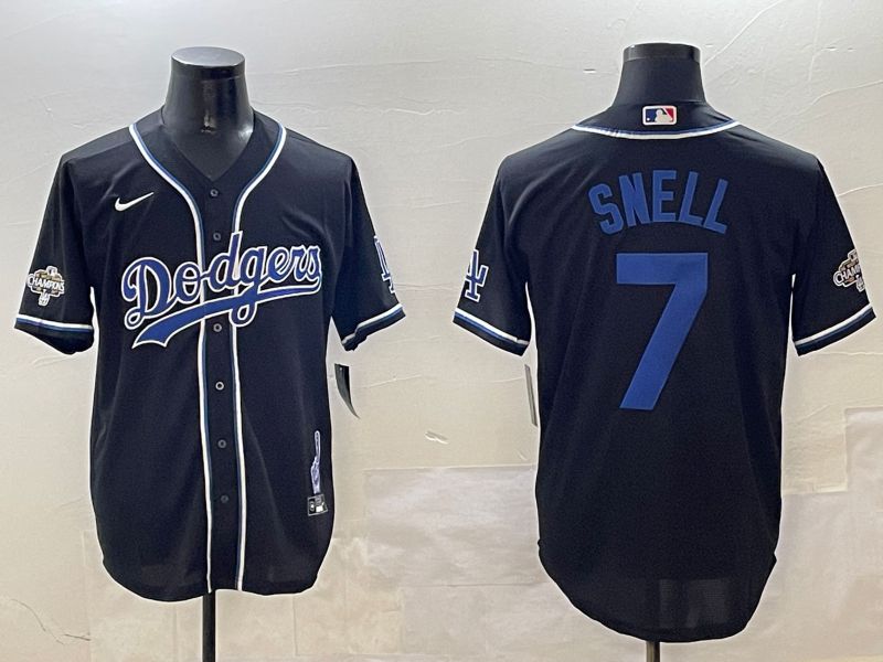 Men Los Angeles Dodgers 7 Snell Black Fashion Game 2025 Nike MLB Jersey style 30610